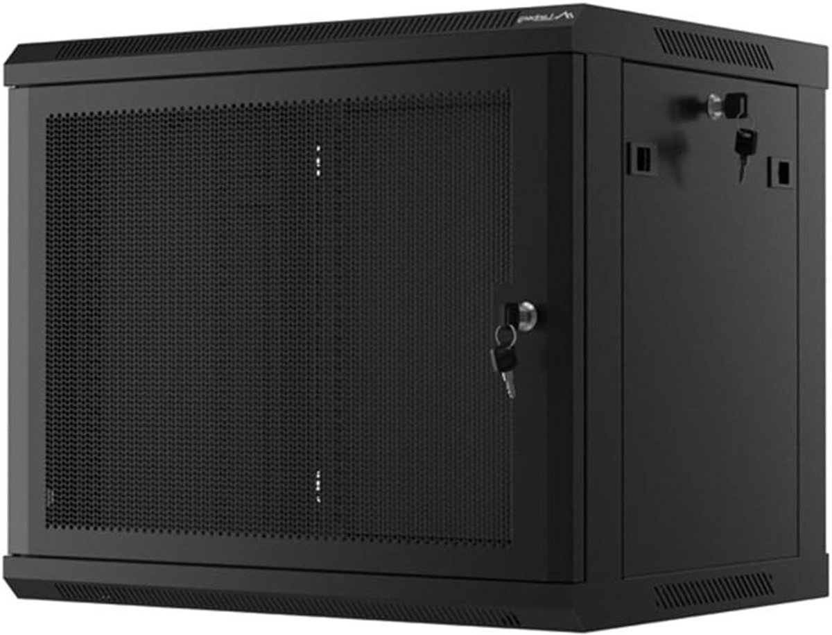 Rackkast Wandmontage - Serverkast Ophangen - Netwerk Organiseren - Geperforeerde Deur - 9 U - Zwart