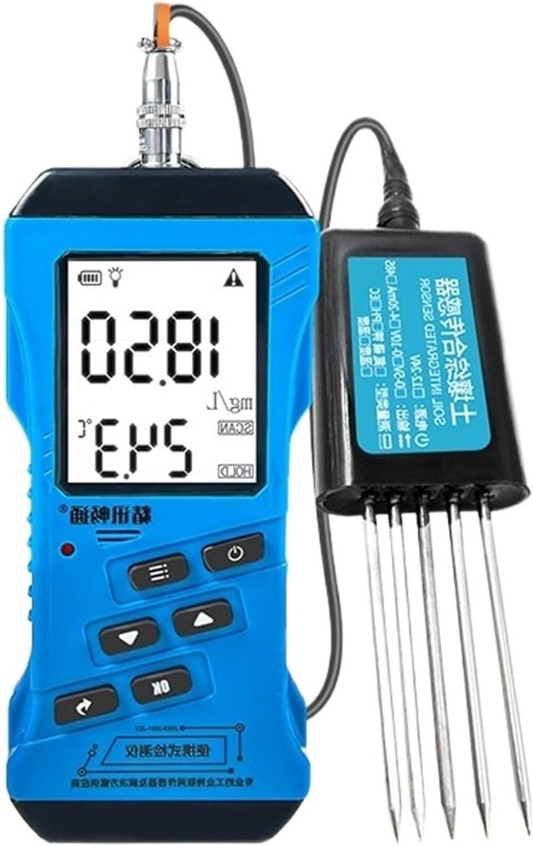 Bodemmeter - Meetinstrument Bodem - Bodem Analyse - Multi-parameter Meting - EC Meter - Zwart