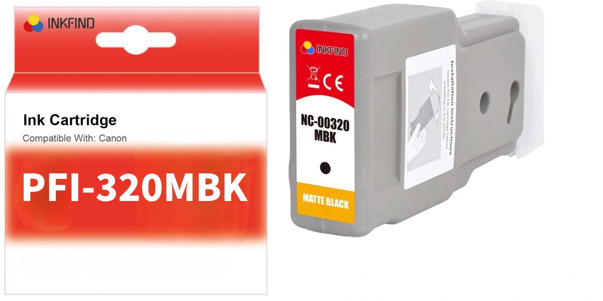 INKFIND PFI-320 Mat Zwart (MBK) Inktcartridge compatibel met Canon PFI-320 - 1-pack Mat Zwart (MBK) *1