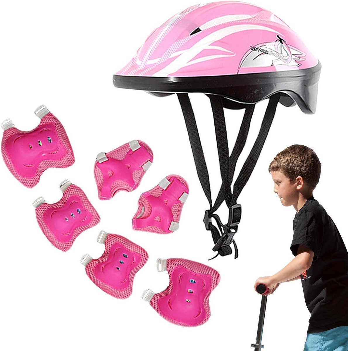 Kinder Beschermingsset - Veiligheid Set - Actief Spelen - Ademende Materialen - Set van 6 - Roze