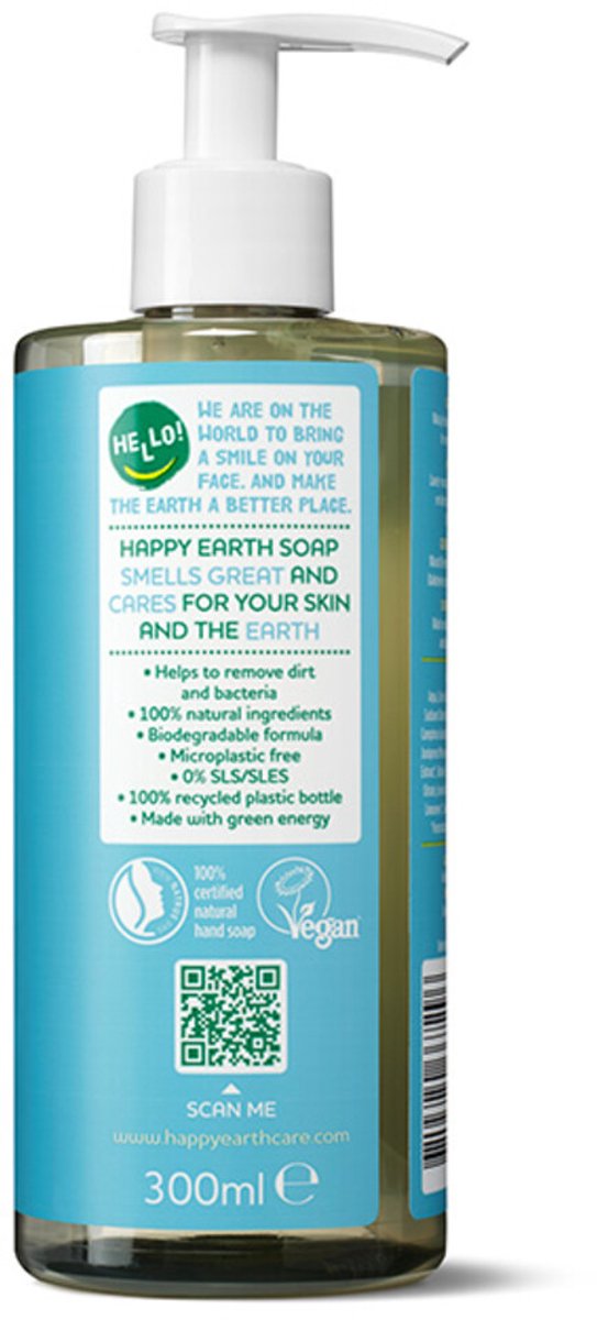 Happy Earth Handzeep Cedar Lime - 100% Natuurlijk - Microplasticvrij - Vegan - 300mL