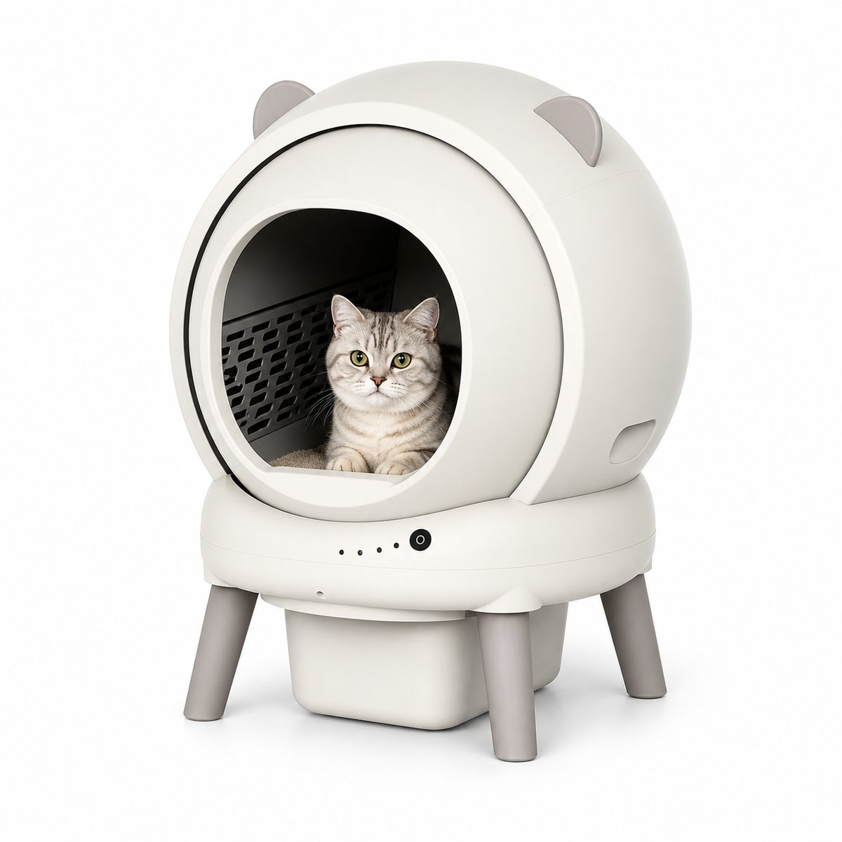 Jurrys Kattenbak - Automatisch - Elektrische - Zelf reinigend - Geurvrij - Wifi - Sensoren - Tijdbesparend - Wit - Inhoud 65L