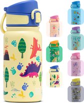 BentOH! RVS Waterfles 350ml voor Kinderen - Dinosaurus - Anti-overloop & Lekvrij – Met Eén Hand te Openen – BPA-vrij & Vaatwasserbestendig