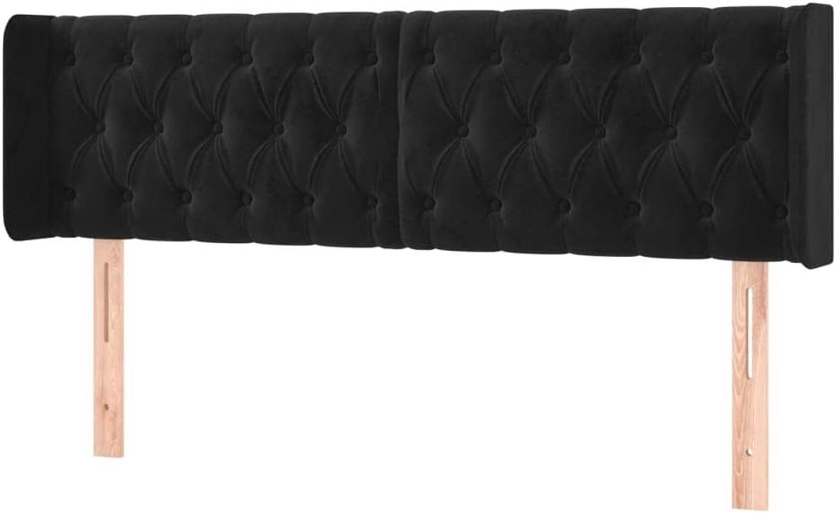 Hoofdbord met randen - Bedonderdeel - Slaapkamer Inrichten - Verstelbare hoogte - 147 cm breed - Zwart