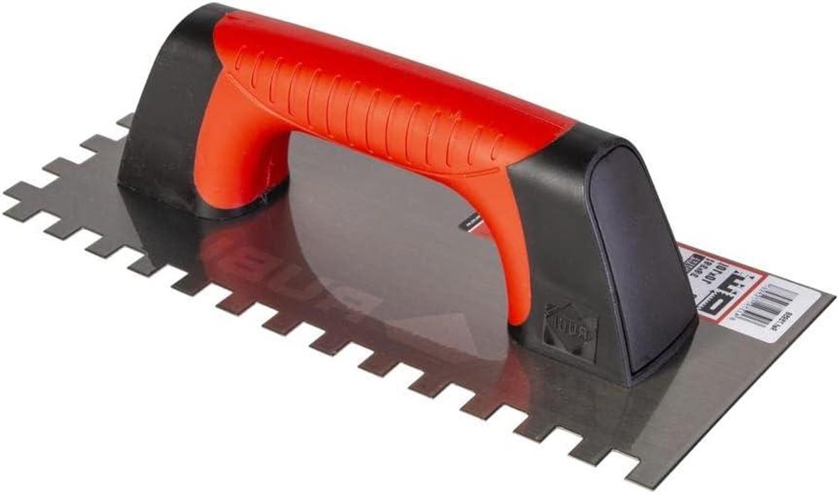 Kam van gehard staal - Tegelspaan - Vlakken aanbrengen - Ergonomische handgreep - 28 cm - Grijs