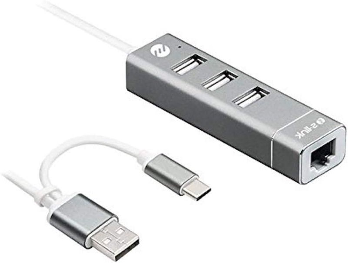 Netwerk Adapter - Ethernet USB - Internet Uitbreiden - Type-C en USB 2.0 - 100Mbps Snelheid - Zwart