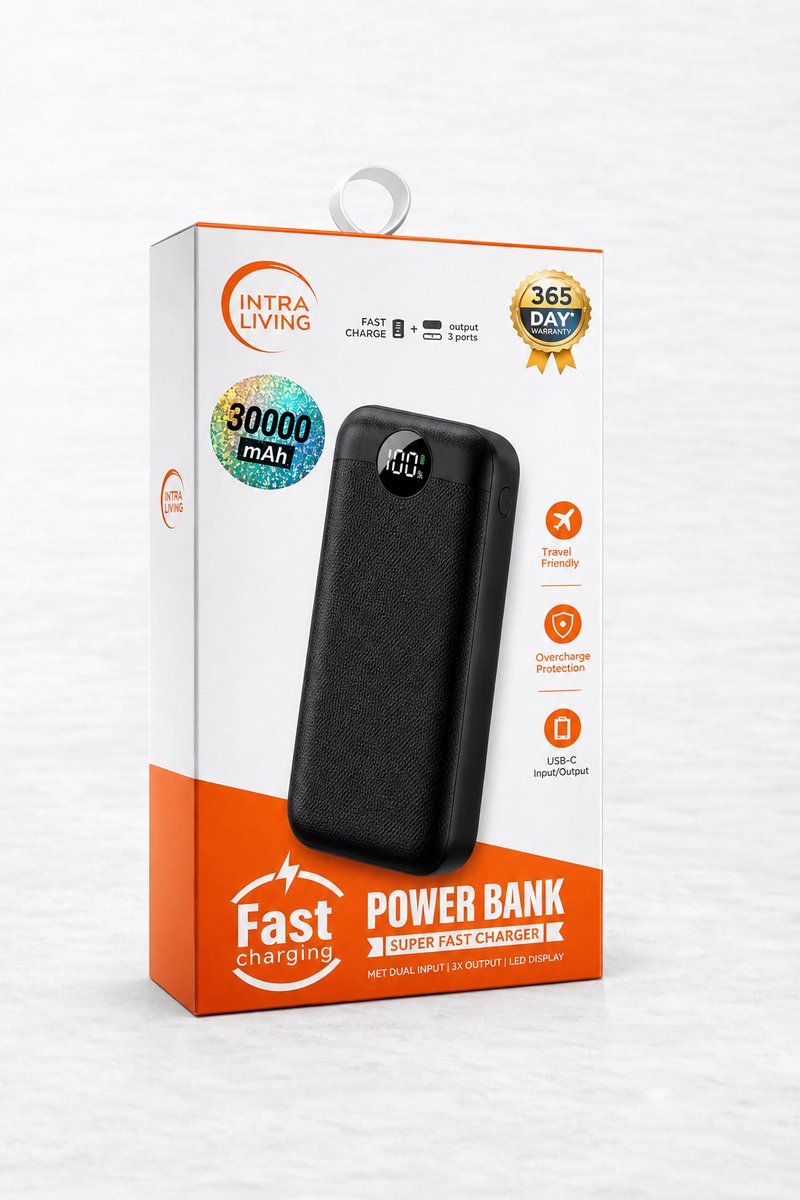 Powerbank 30.000 mAh – Snellader 22.5W – USB-C – Noodpakket – LED Display – Geschikt voor Telefoon, Tablet – NL Handleiding — afbeelding 6