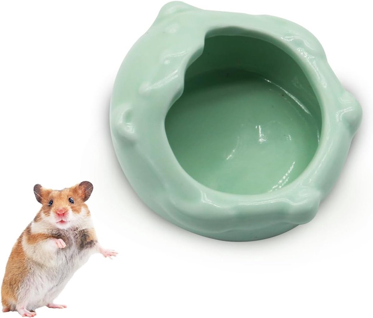 SnelShoppen - Kleine Keramische Hamster Bak, Makkelijk Schoon Te Maken, Antikantelen, Voeder- en Waterbak voor Dwerghamsters en Papegaaien, Groen, 150