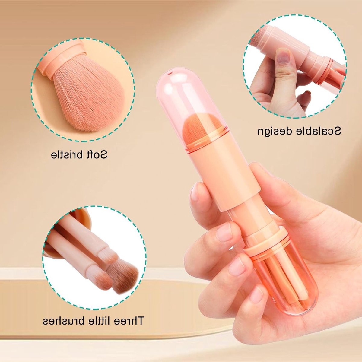 Dailygoody - cosmeticuspenseel - opvouwbare 4-in-1 make-upkwasten - blauw - intrekbare make-upborstels - ideaal voor reizen - compact en lichtgewicht