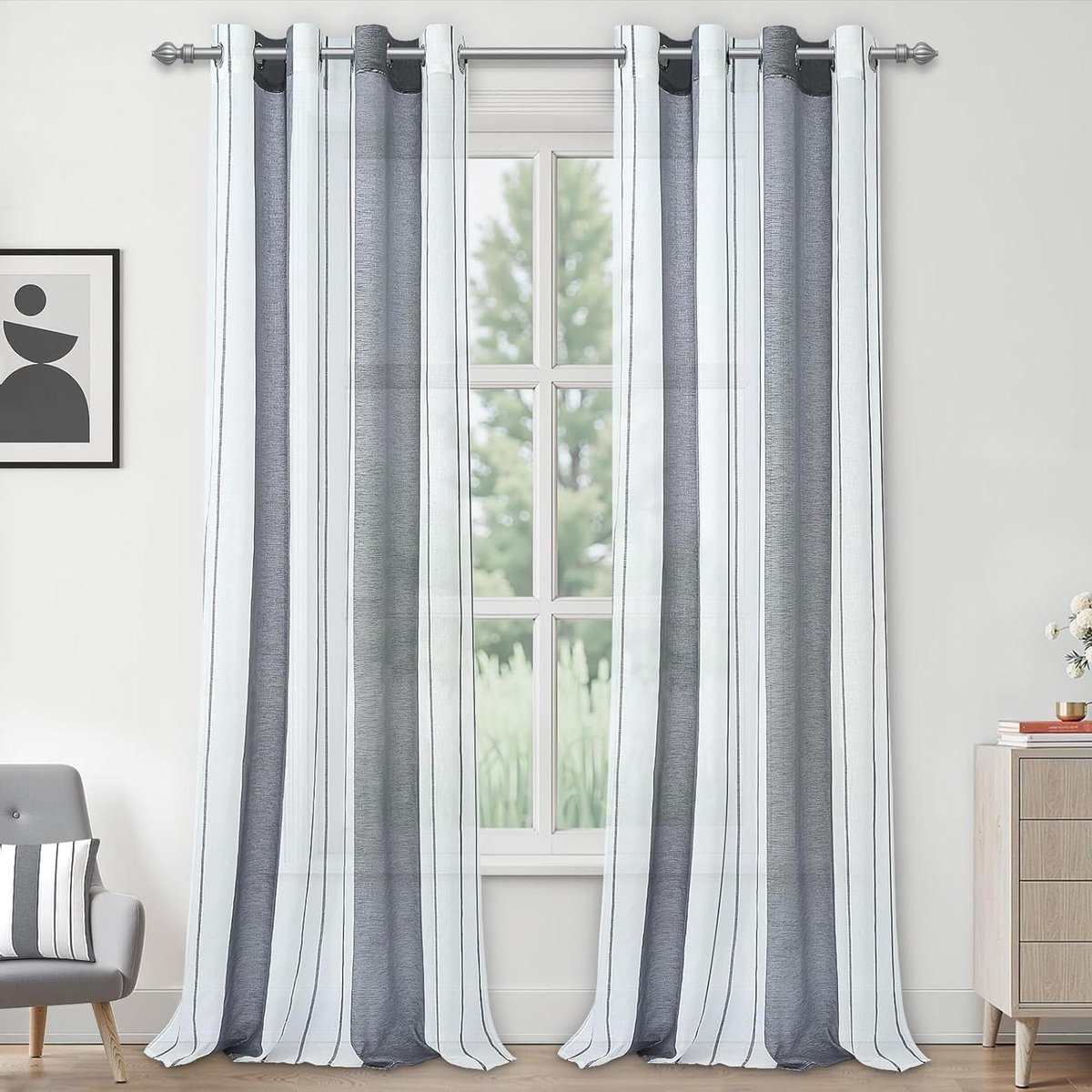 Gordijn Set - Voile Gordijnen - Woonkamer Decoratie - Ademend Materiaal - 250 x 140 cm - G