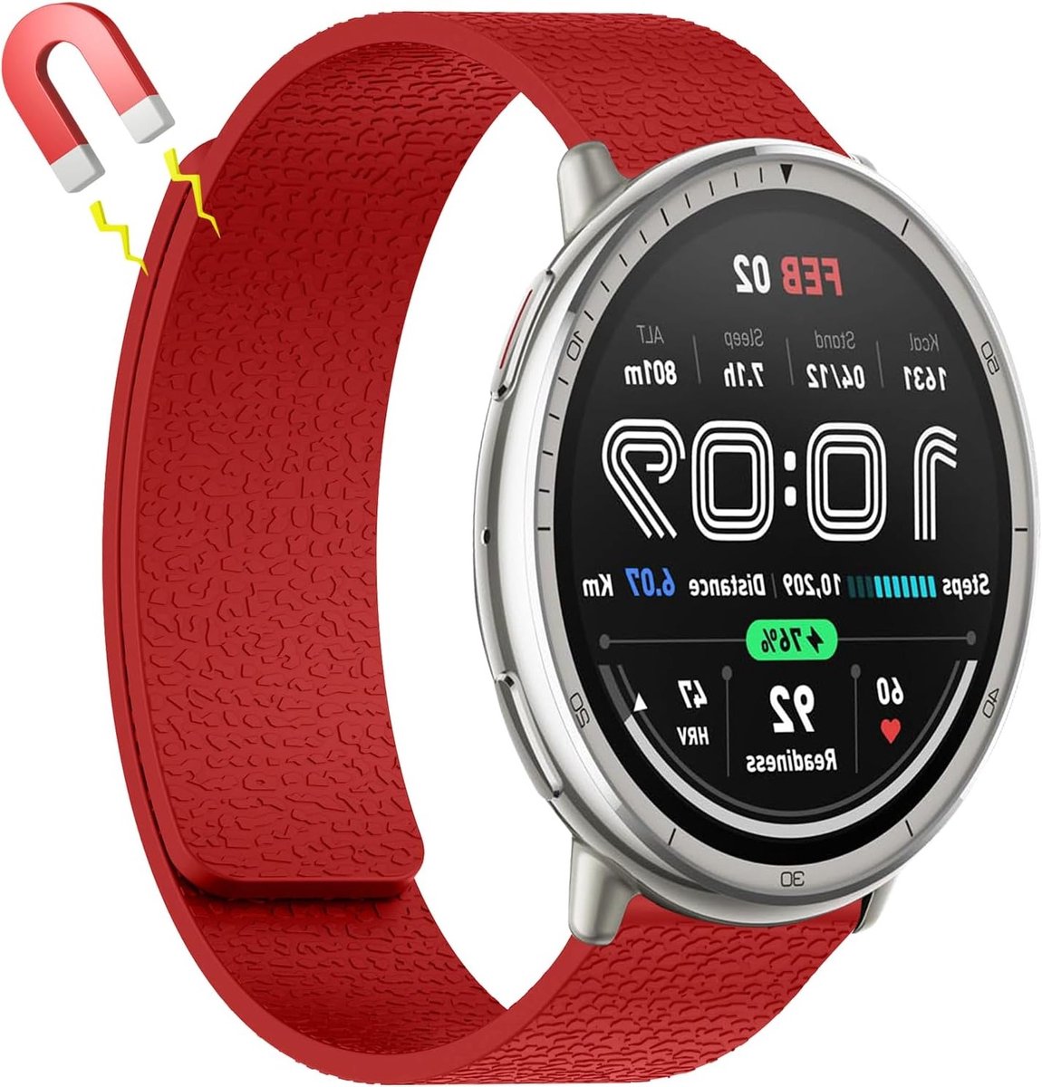 20mm Silicone Magnetische Armband voor Smartwatches, Elastische Power Band, Comfortabele Horlogeband voor Amazfit GTR Mini, GTS 4 en Bip 3 Pro