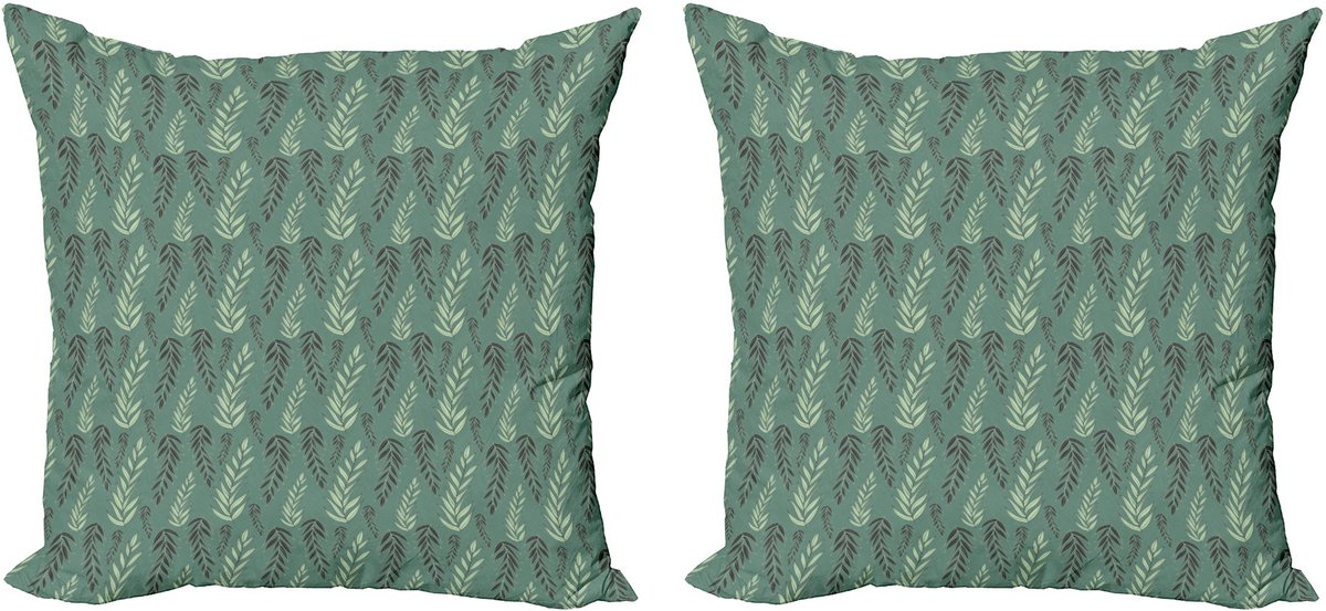 ABAKUHAUS Decoratieve kussenhoezen in gedempte kleuren, 2 stuks, modern accent, dubbelzijdige digitale print, 40x40 cm, lauriergroen lichtgroen Laurelgroen Lichtgroen