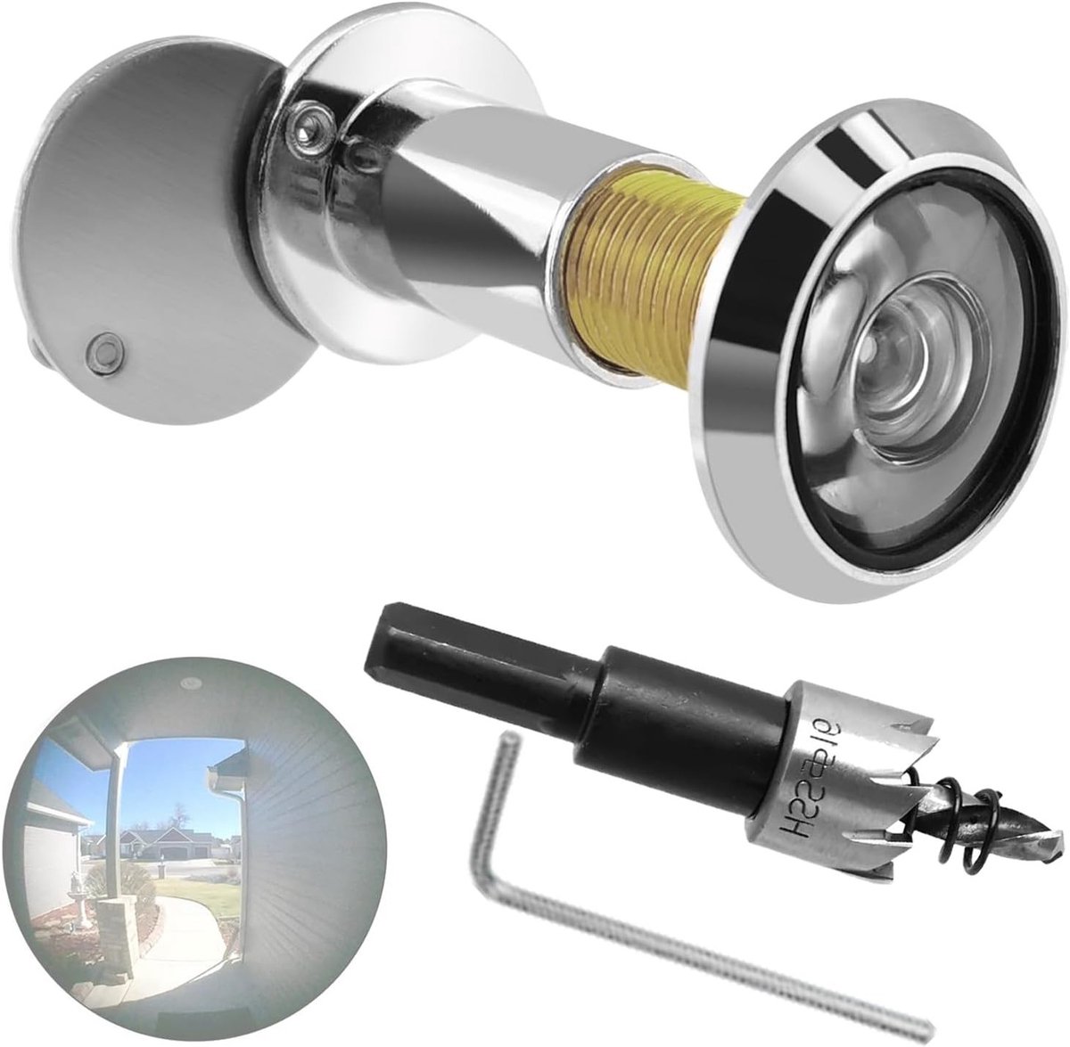 Deurspion met Privacy Scherm, 220° Brede Hoek, 16 mm Boorgatdiameter, Verstelbare Lengte, Veiligheid en Toezicht