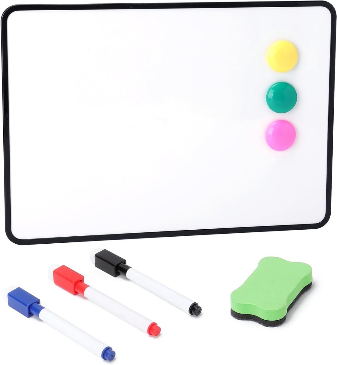 Klein Magnetisch Whiteboard 30 x 21 cm, Dubbelzijdig, Inclusief Stiften, Mini Magneten en Gum, Ideaal voor Thuis en Kantoor