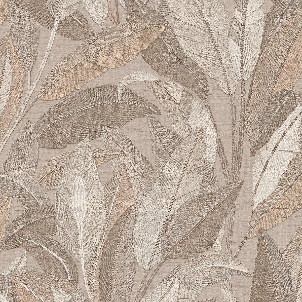 Exclusief luxe behang Profhome RE521053-DI vliesbehang hardvinyl warmdruk in reliëf gestempeld met bloemmotief glinsterend beige taupe beigegrijs 5,33 m2