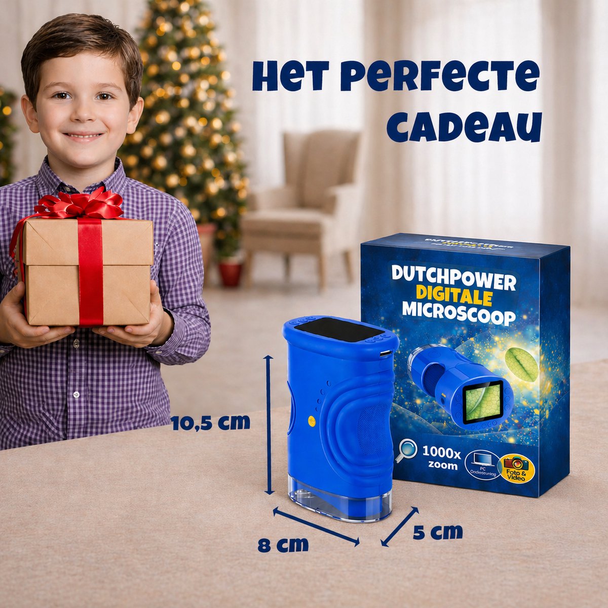 DUTCHPOWER Digitale Microscoop 1000x-4K-voor Kinderen – Draagbare Handmicroscoop met Foto & Video – STEM Educatief Speelgoed voor Ontdekken in Tuin en Natuur – Geschikt voor 4 t/m 12 jaar-Blauw — afbeelding 9