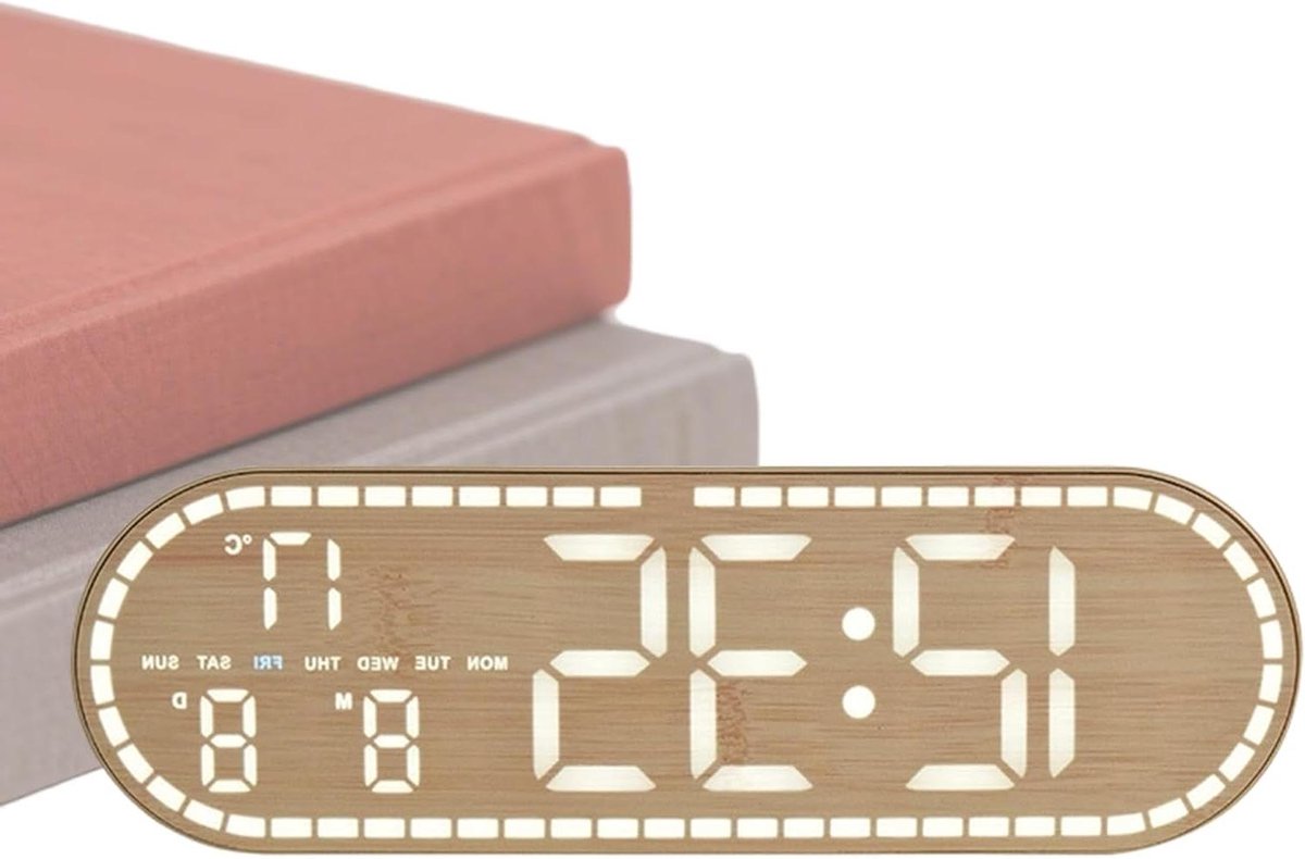 Digitale Wekker - Wandklok - Tijd Weergeven - Temperatuur Datum - 105 cm breed - Geel