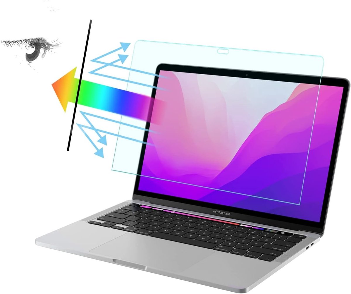 Pack van 2 Anti-Blauwlicht Schermbeschermers voor MacBook Pro 13 Inch (2016-2022, M1, M2) met Mat Glans en Oogbescherming tegen Vermoeidheid