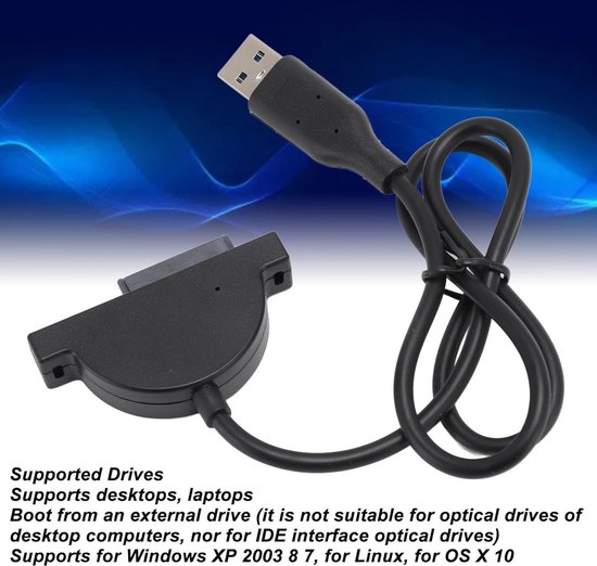 USB naar Kabel - Externe Schijf Adapter - Data Back-up - Hoge Snelheid - 50 cm Kabel - Zwart — afbeelding 4