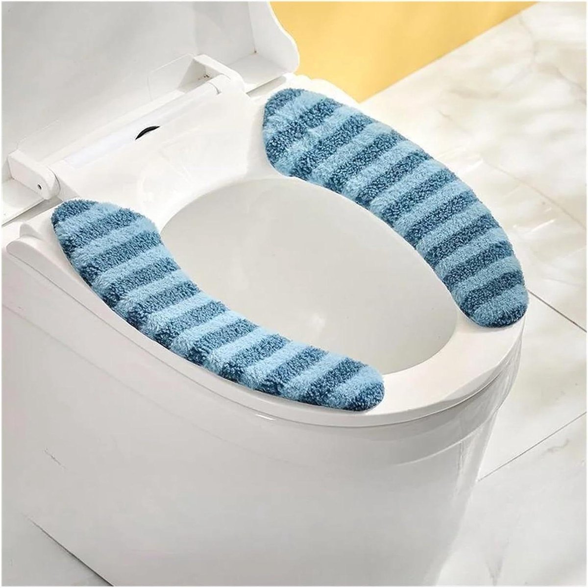 Toiletstoelhoes - Zachte warmer - Badkamercomfort - Wasbaar en zacht - Set van 1 - Blauw