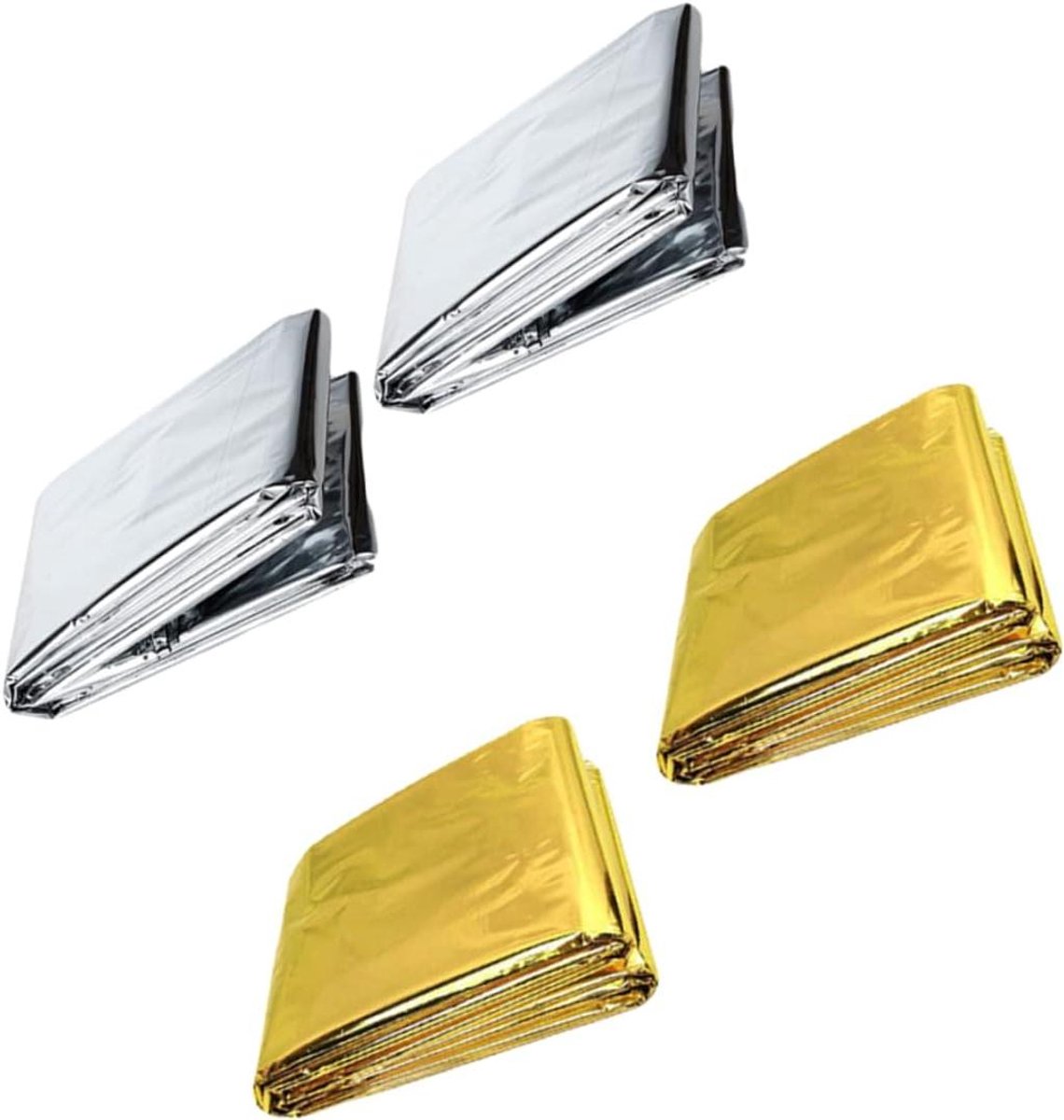 Nooddekens Aluminium - Folie Deken - Buiten Overleven - Houdt Warmte Vast - 4 Stuks 210x140cm - Zilver