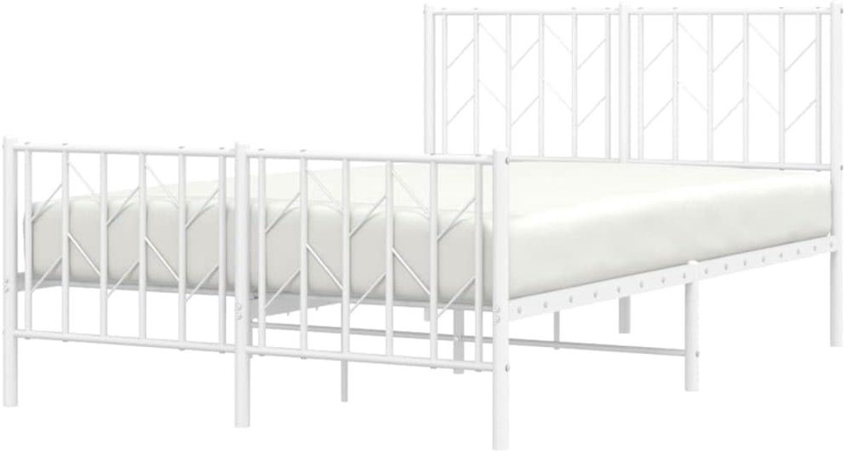 Bedframe met hoofdeinde - Metalen ledikant - Slaapkamer inrichting - Robuuste stalen constructie - 120x200 cm - Wit