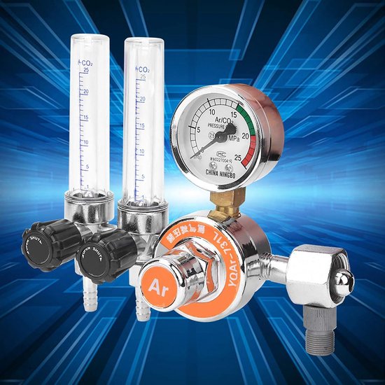Argon Drukregelaar - Gasregelaar Manometer - Lassen Controleren - Dubbele Buizen Ontwerp - 0-25MPa Meetbereik - Zilverkleurig — afbeelding 2