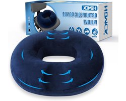 Orthopedisch donutkussen van traagschuim - ergonomisch stuitbeenkussen - verhoogd zitcomfort - voor rolstoelen, auto's en bureaustoelen - 45x40x9cm - Blauw