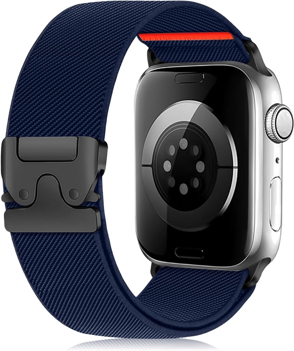 Elastische Nylon Sportband voor Apple Watch 46 mm, 45 mm, 44 mm, 42 mm, 49 mm - Gevlochten Parachute Sluiting voor iWatch Ultra, SE en Series 10/9/8/7/6/5/4