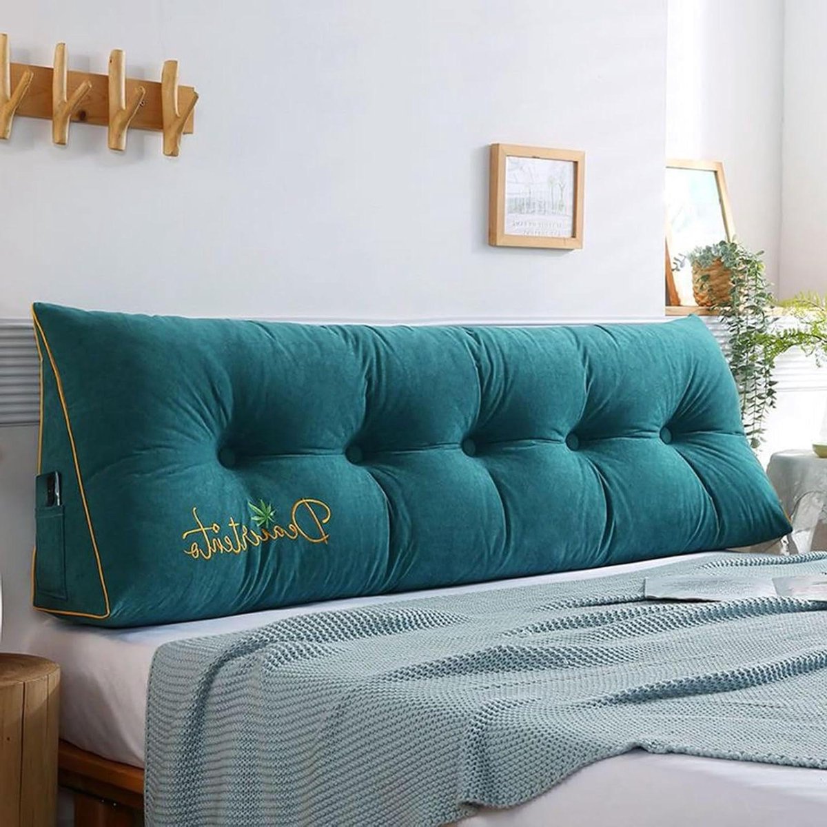 Hoofdbord kussen - Leeskussen rugsteun - Comfortabel lezen - Afneembare hoes - 150 x 55 cm - Blauw