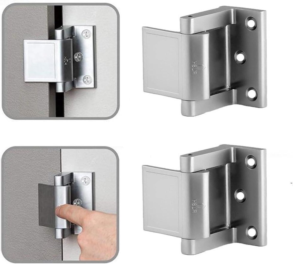 Deurslot Versterker - Veiligheidsslot Deur - Huis Beveiligen - Hoge Weerstand 360kg - 2 Stuks - Zilver