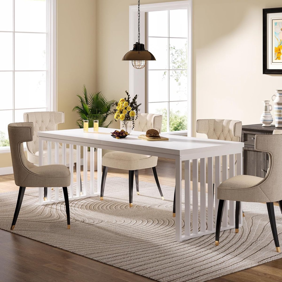 Eettafel 160x80 cm – Industriële Rechthoekige Eettafel voor 4-6 Personen – Zwarte Keukentafel met Metalen Frame – Moderne Houten Eettafel – Duurzaam & Stabiel – Dader
