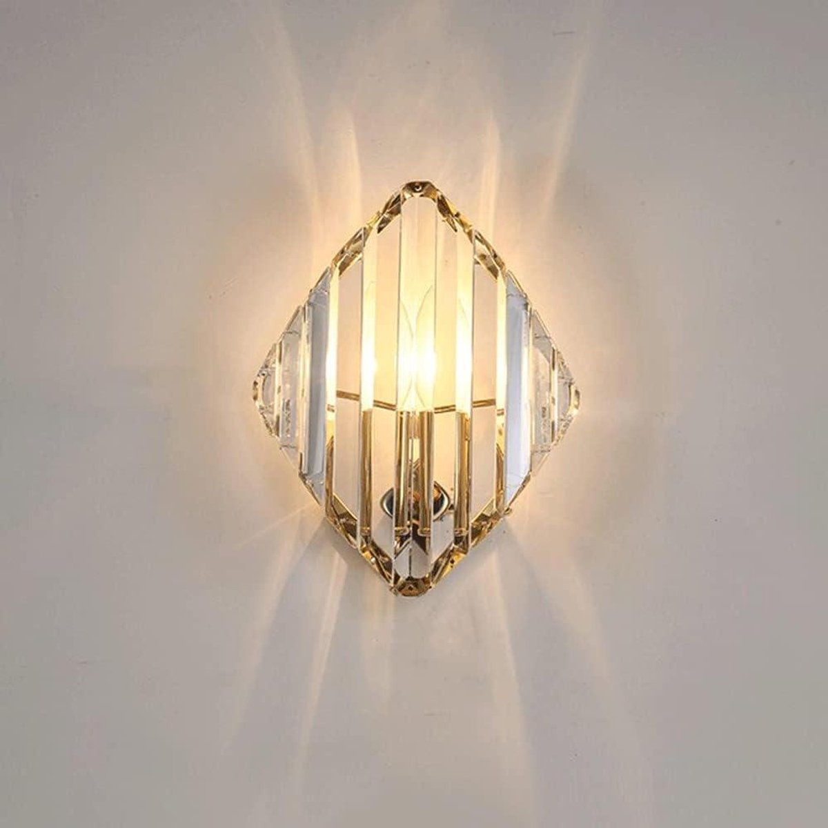 Kristallen Wandlamp - Gouden Kandelaar - Sfeervol Interieur - Keuze uit 1 2 of 3 - 6.7x9.1 inch - Goud