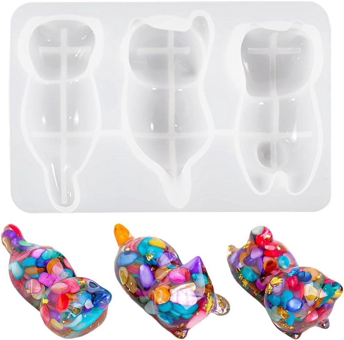 Epoxyhars Mallen voor Kat Penhouder - 3D Dierlijke Gietvorm voor DIY Kwasten en Sieraden Crafting