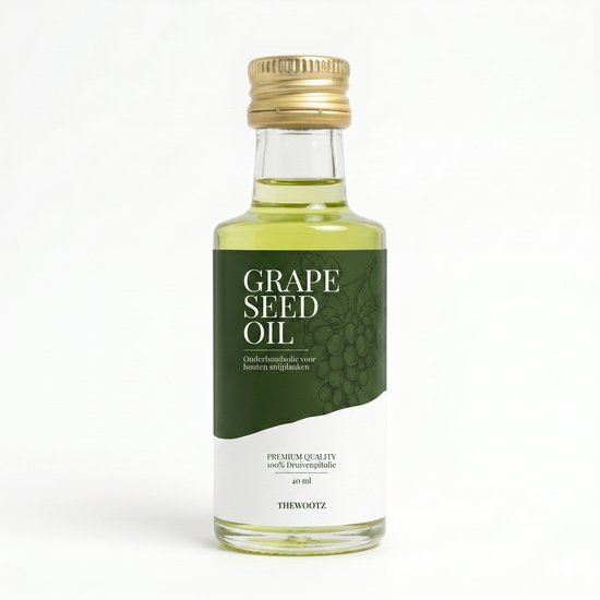 Huile d'entretien TheWootz 40 ml – 100% Huile de pépins de raisin – Huile pour planches à découper en bois, billots et planches apéritives