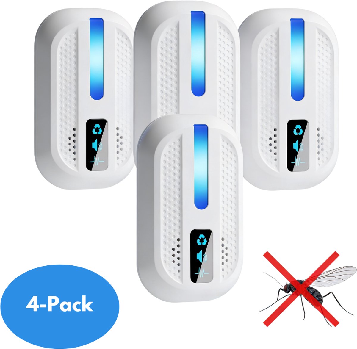 Muggenverjager 4-Pack Ultrasoon Effectieve Bescherming Tegen Muggen en Insecten – Insecten Verjager Voor Binnen Draadloos en Geluidsarm Ontwerp – Ultrasone Verjager Pest Repeller Voor Veilig en Chemievrij Gebruik