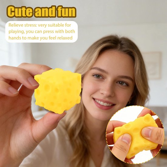 Squishy Kaas Knijpspeelgoed – Stressverlichter Van Siliconen, Compact En Zacht, Voor Jong En Oud