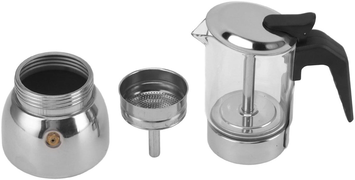 Allecto - Yctze Borosilicate Glazen en RVS Koffiemaker voor 9 Kopjes - Inductie Compatibel
