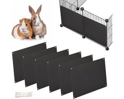 Set van 6 zijbeschermers Geschikt voor dierenkooien, 21 x 26 cm randbeschermers - accessoires Geschikt voor konijnenkooien (zwart, 100 kabelbinders)