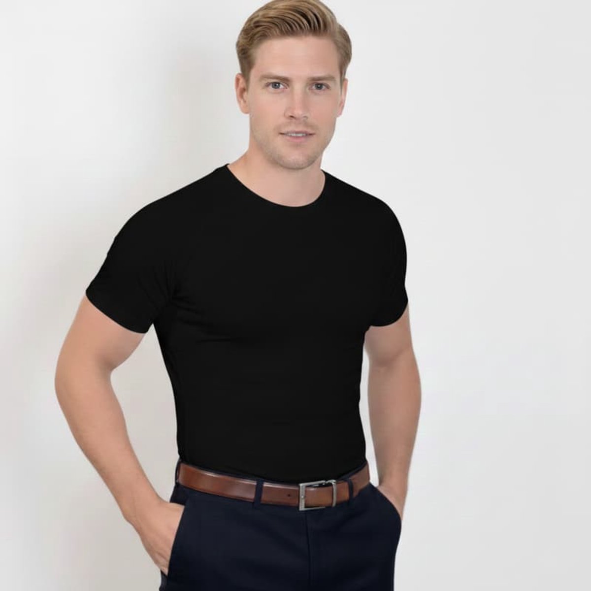 Anti Zweet Shirt Heren - Everstock - Zweetwerend Ondershirt - Zwart - Ronde hals - Maat XL