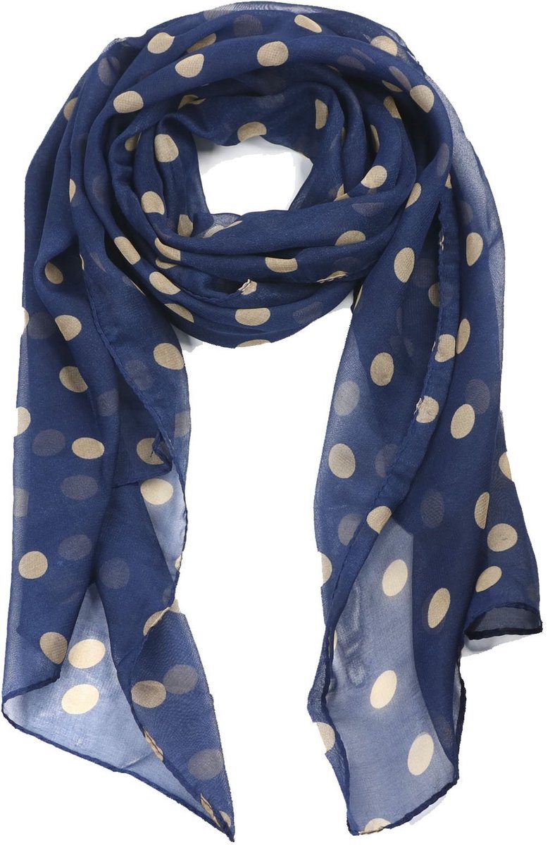 TRIXES Dames Sjaal met Dots in Marineblauw - Retro Accessoire voor Hoofd en Hals