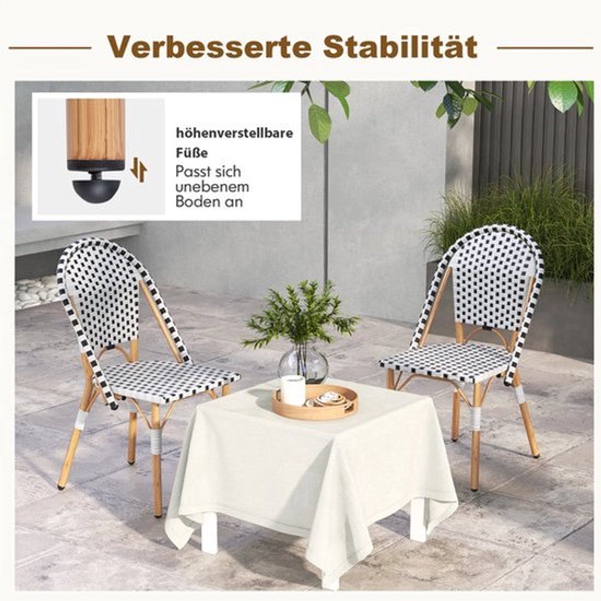 Rattan Tuinstoelen – Verzinkt Metalen Frame – Balkonstoelen Zonder Armleuningen - Geschikt
