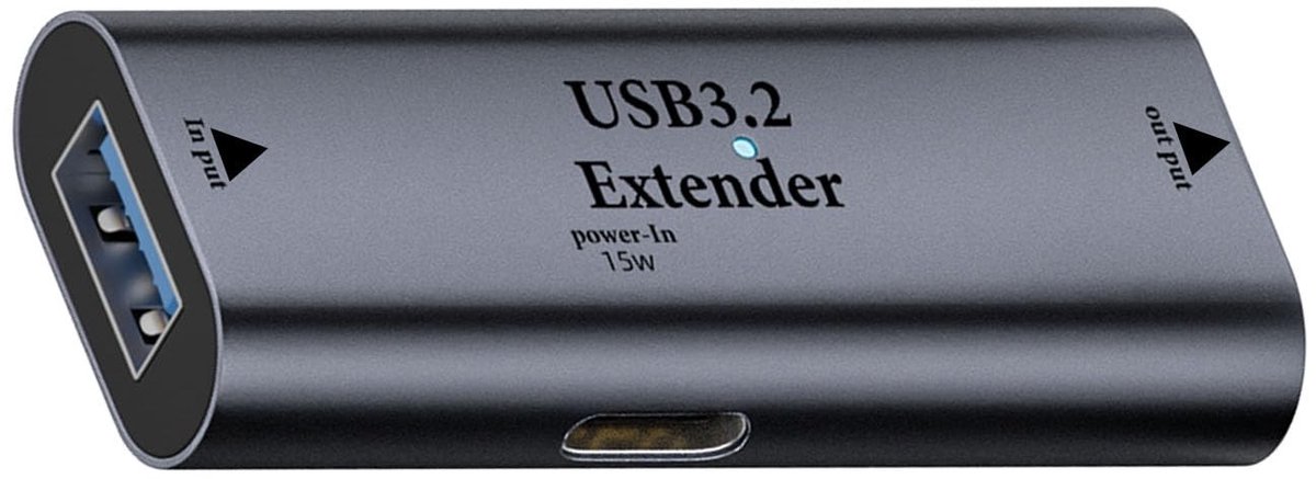 QIANRENON USB 3.2 Signal Booster Extender 10m - Snelle Gegevensoverdracht en Opladen