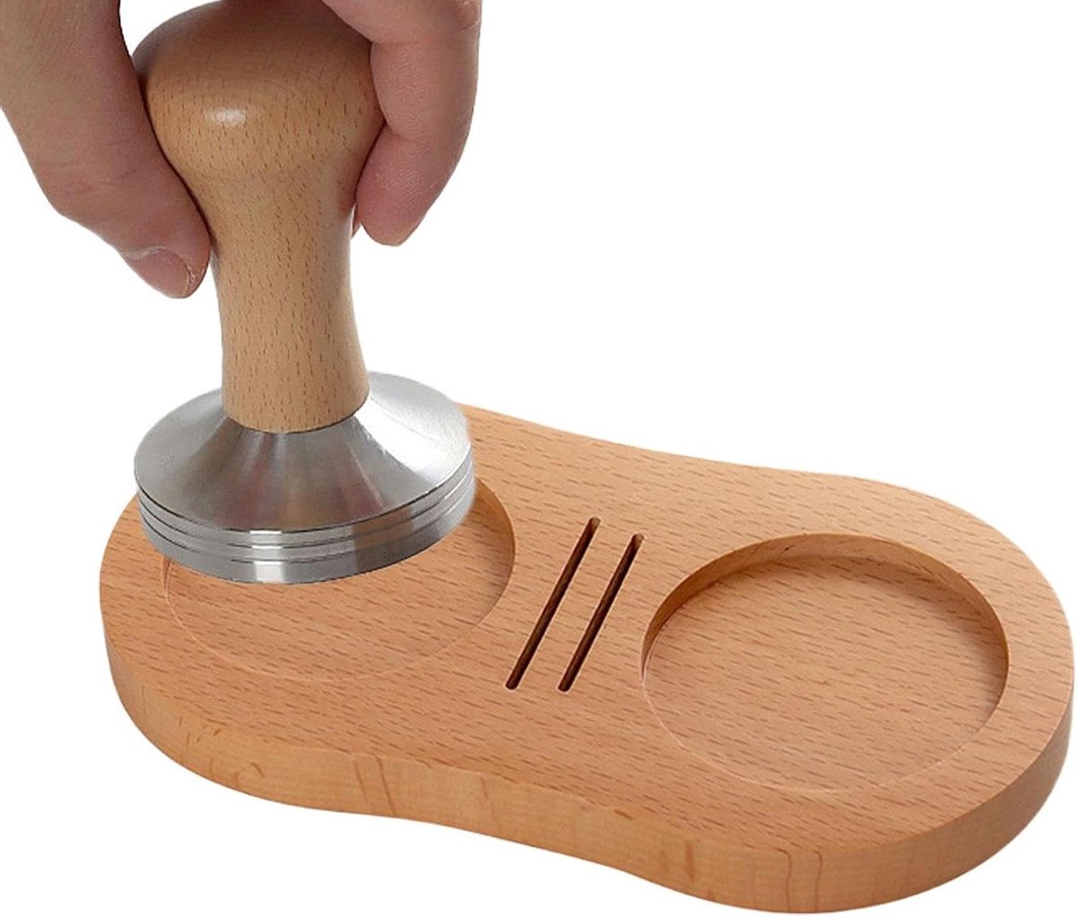 Espresso Tamping Station Koffie Organizer Koffie Bereiden Dubbele Grid Ontwerp 167 x 88 cm Houtkleur