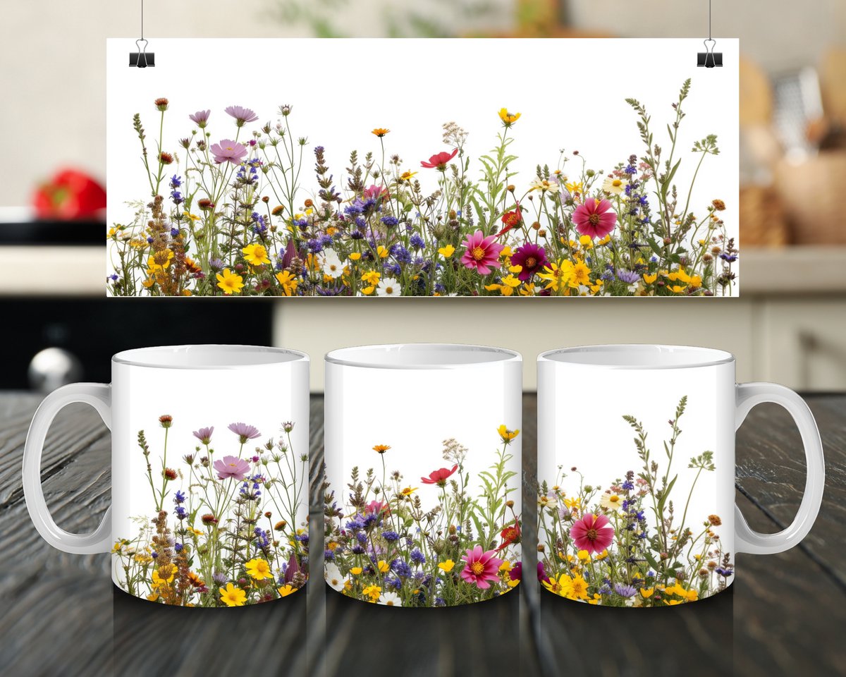 Jacintha's kadowinkeltje - mok 300ml wilde bloemen - drinkbeker - mok 300ml - wilde bloemen