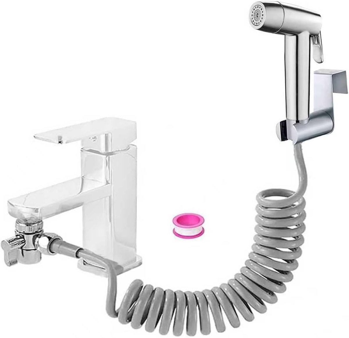 Handdouche Set voor Bidet, ABS Kunststof, Baby Doekjes Spray Set met Kraan Dispenser, Dubbele Jet Modus, Wandmontage, Hygiënisch en Comfortabel Gebruik