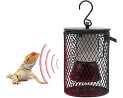Reptielen Warmtelamp - Keramische Lamp - Terrarium Klimaat - Met Anti-Beet Kap - 7 x 14.5 cm - Zwart