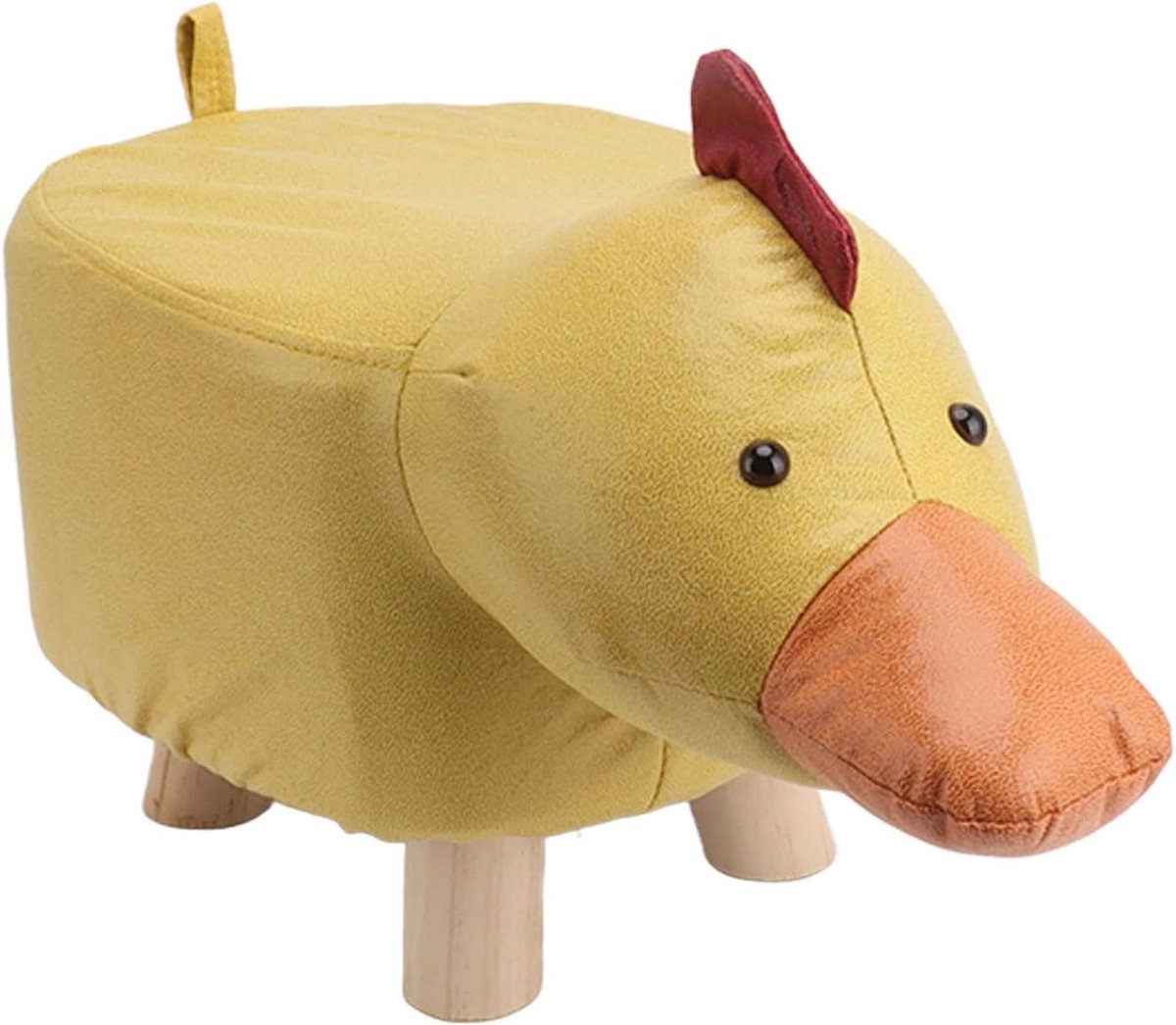 Schattige Kruk - Voetenbankje Dier - Zitje Kinderen - Stevig Grenenhout - 29x29x28 cm - Eend