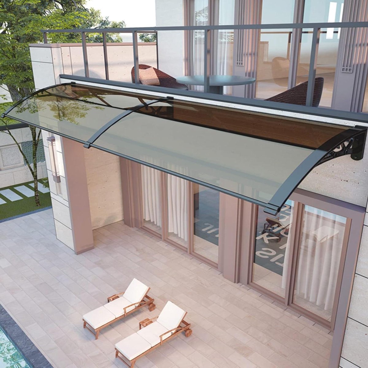 Buitenluifel - Regenscherm Deur - Bescherming Huis - Waterdicht UV-bestendig - 60x290cm - Bruin
