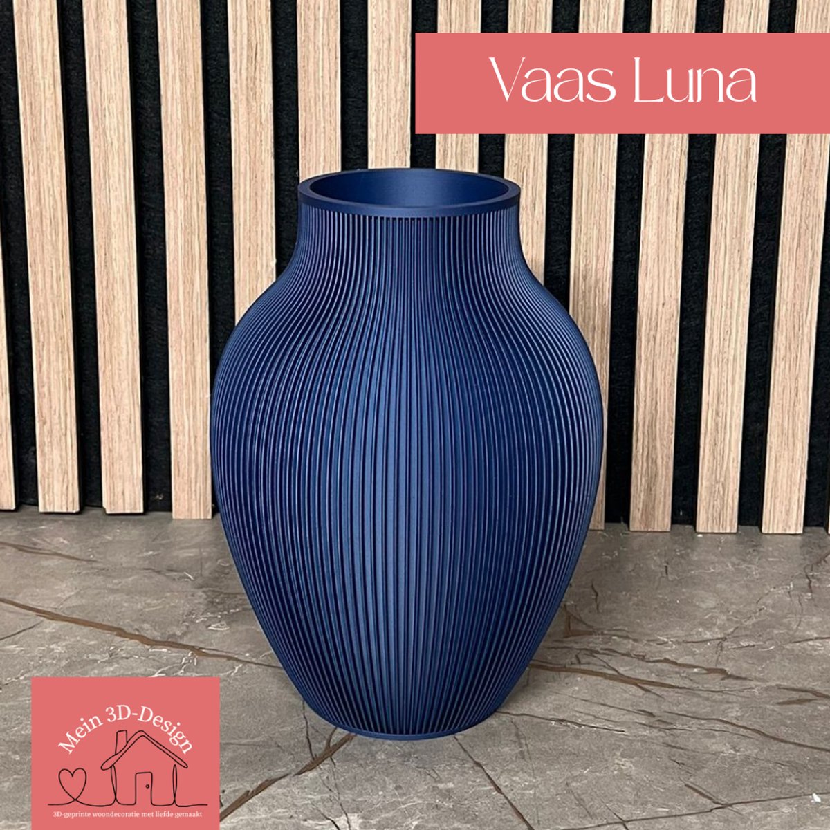 Vaas Luna - Japandi style - 3D geprint - Kunstbloemen - Legobloemen